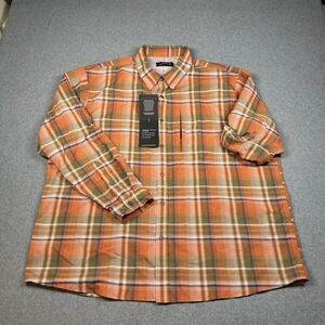 Orvis Trout Bum XXL Plaid Fishing Shirt Quick Dry Vented Orange NWT